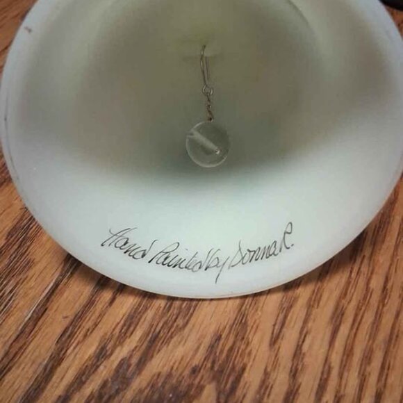 VTG 1980 Fenton Custard Glass Signed Hand Painted Bell  Bird & Branches 6 1/2 - Picture 2 of 6